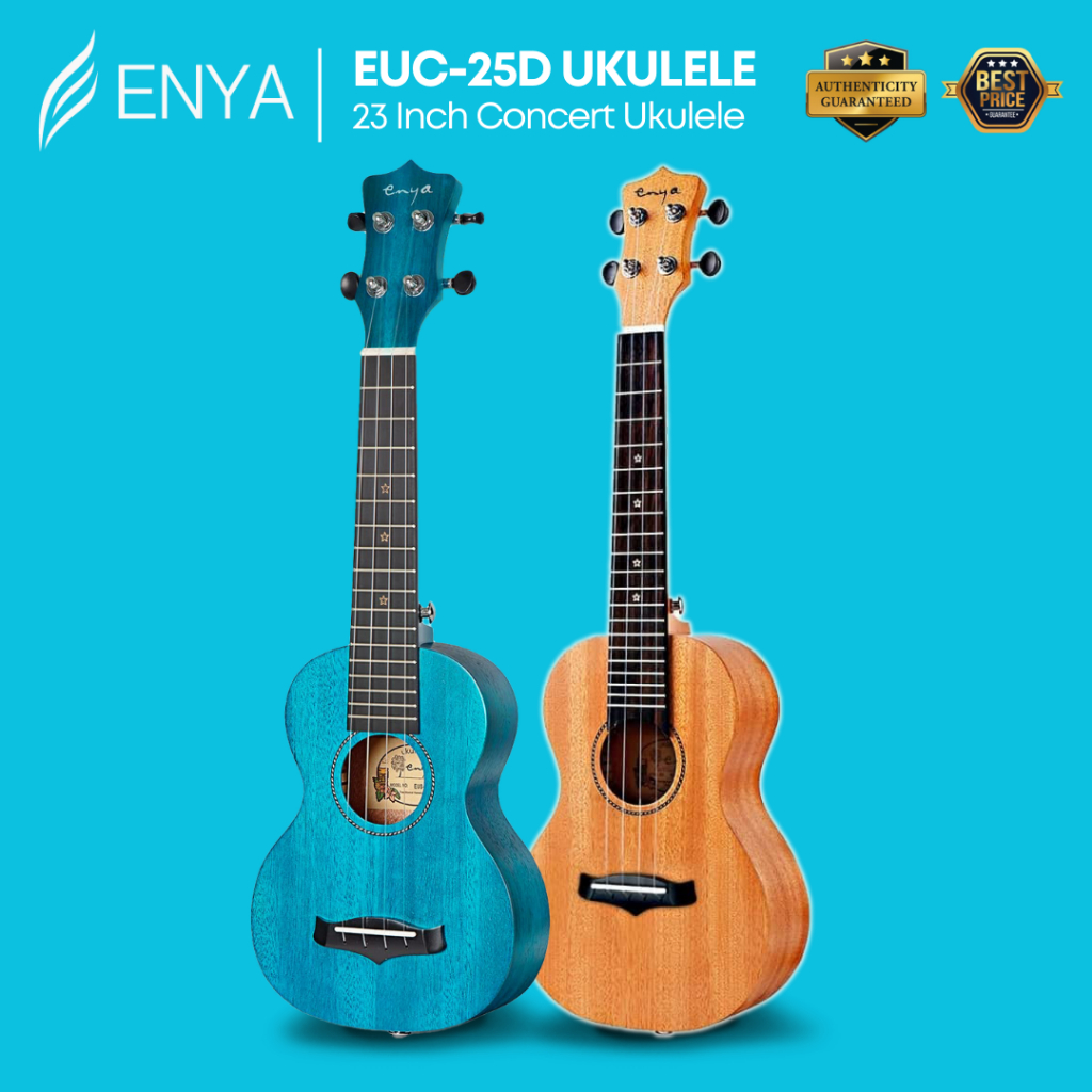 Enya 23 Inch Concert Ukulele, Solid Mahogany Top with Gig Bag (EUC25D