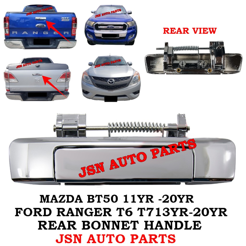 J07S03 REAR BONNET HANDLE CHROME FORD RANGER T7 , MAZDA BT50 4X4 LORRY ...