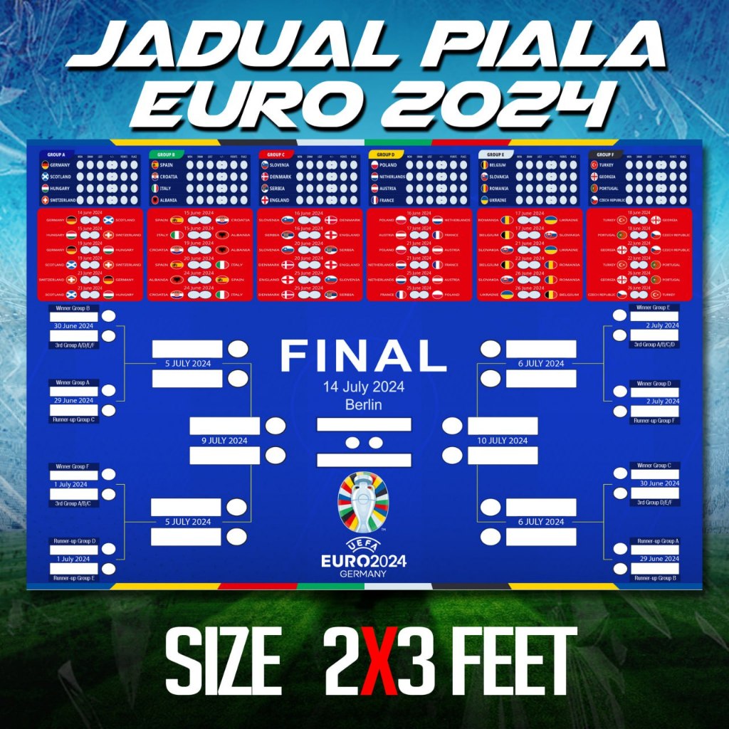 Euro Cup Schedule POSTER 2024 2x3 Feet Shopee Philippines