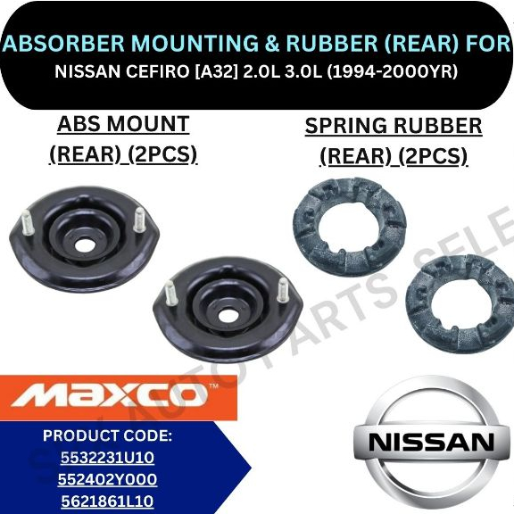 ABSORBER MOUNTING, SPRING RUBBER, BUSH, COVER (REAR) FOR NISSAN CEFIRO ...
