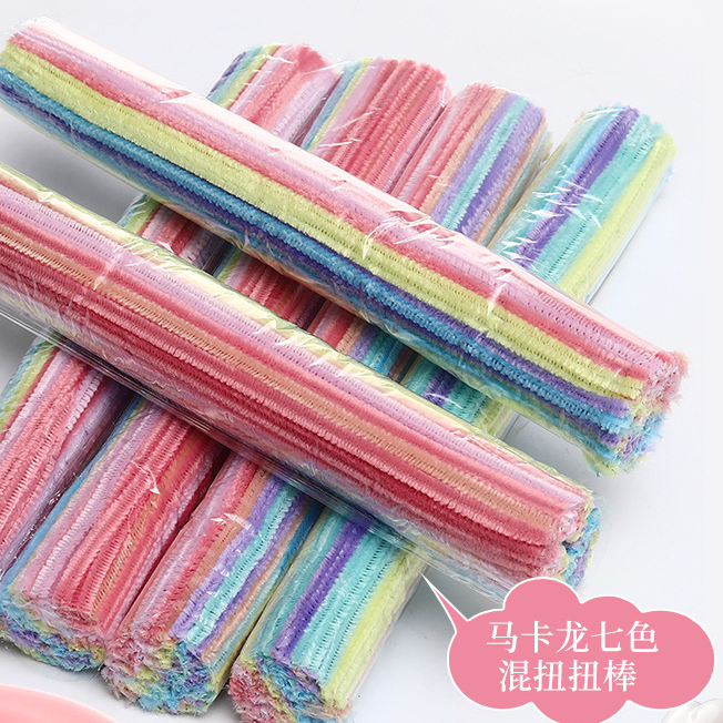 Kit De Fils Chenille DIY - 200 Pièces - 8 Couleurs Macaron - Avec Pompons Et Accessoires