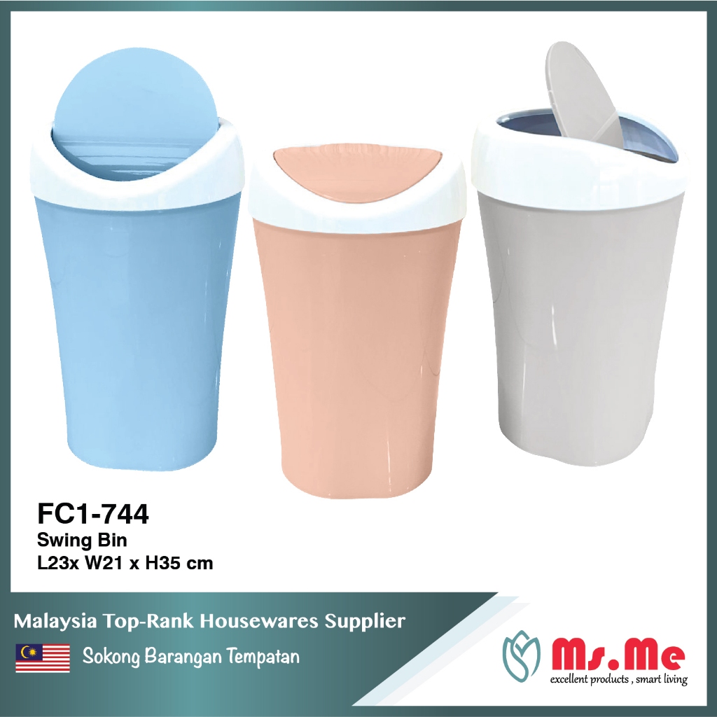 Ms.Me Swing Top Dustbin / Recycle Dustbin / Flip Top Bin / Tong Sampah