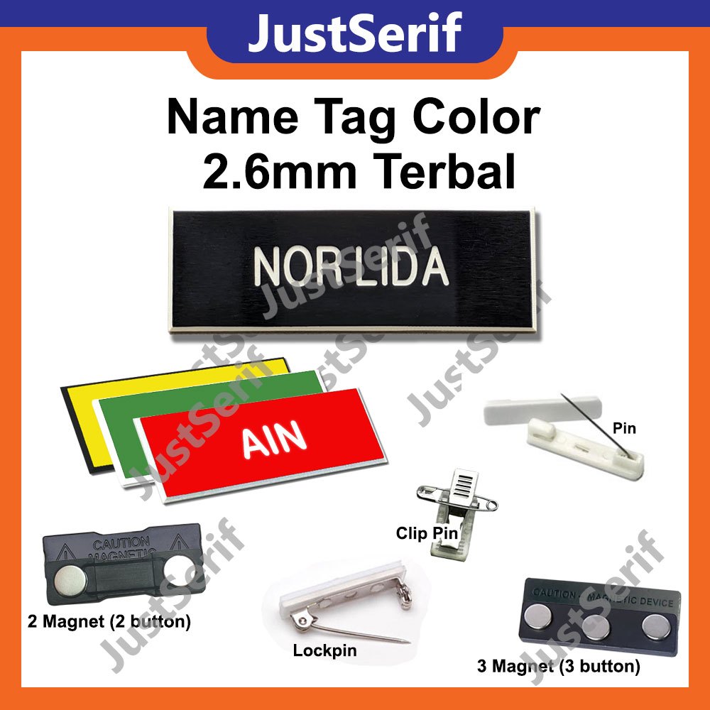 Name Tag Pin Lockpin Clippin 1 line pengawas Rumi Colour Black