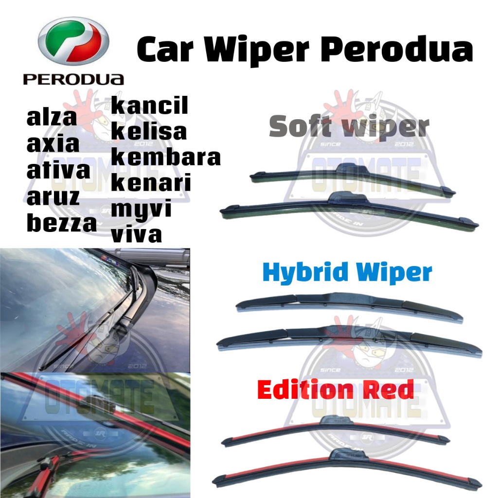 1 set SEPASANG Car Wiper Soft Rubber Wipers Blade suitable for PERODUA
