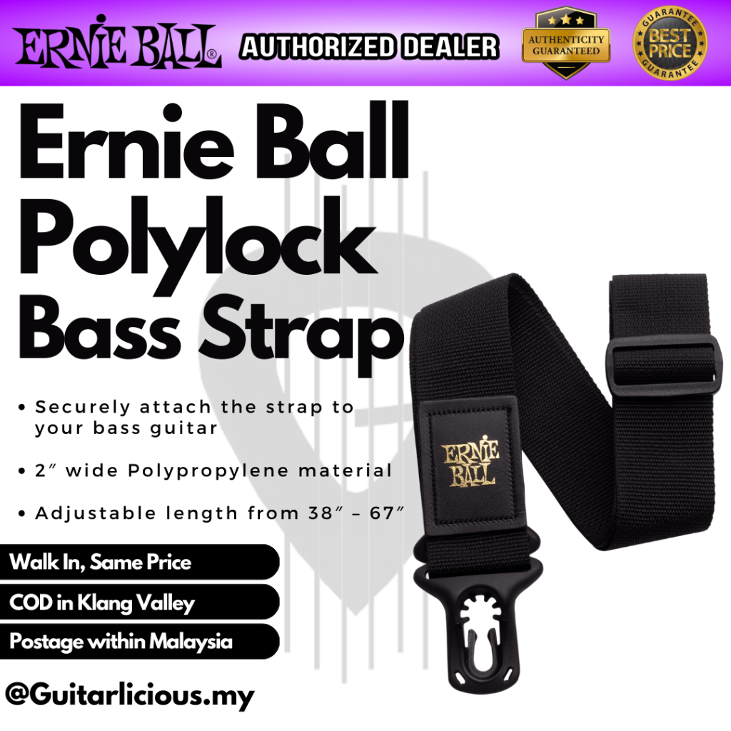 Ernie Ball PolyLock Bass Guitar Strap ( Black / EB4056 / EB4056