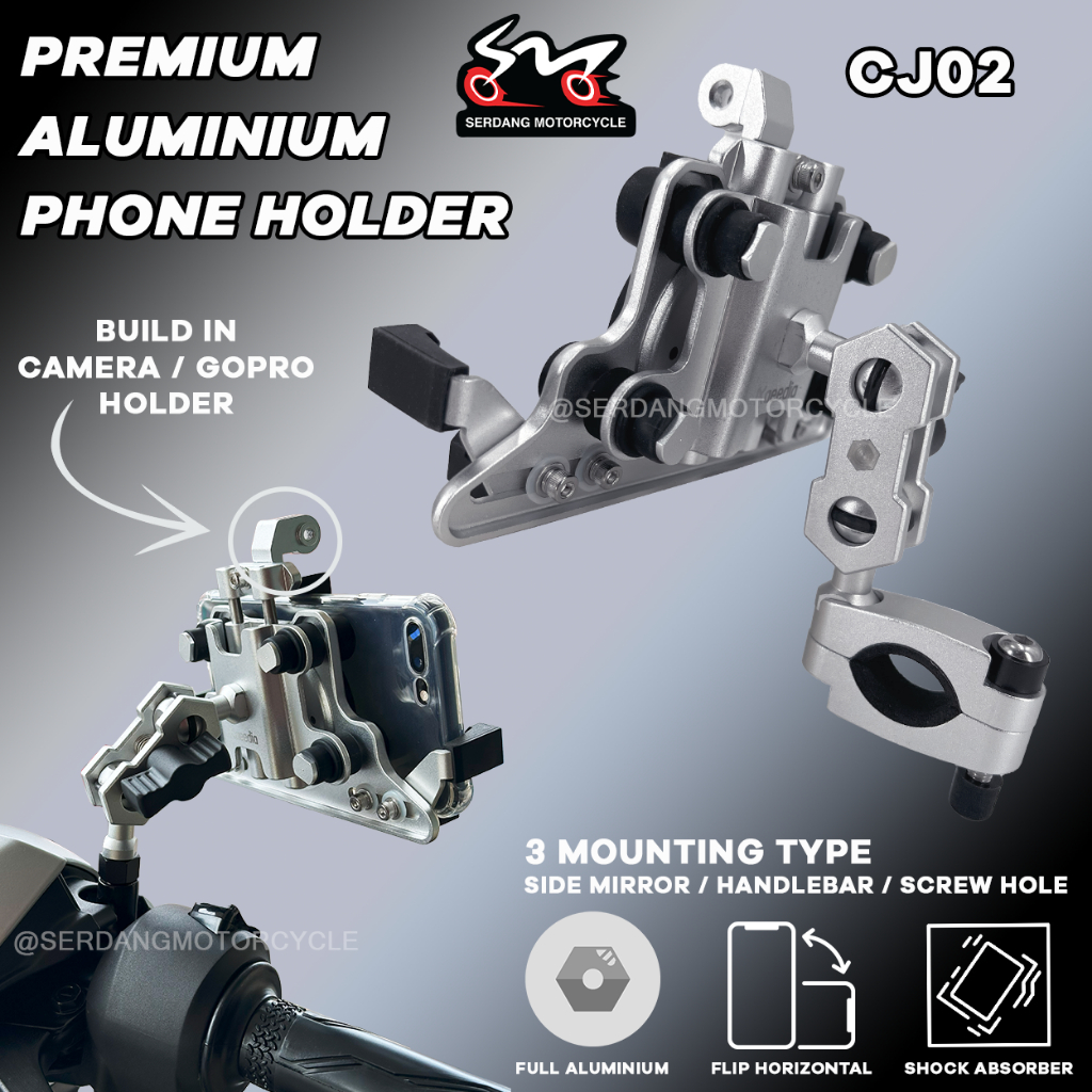 CHE JUE Shock Absorb Aluminium 3 In 1 Mount Phone Holder Motorcycle ...