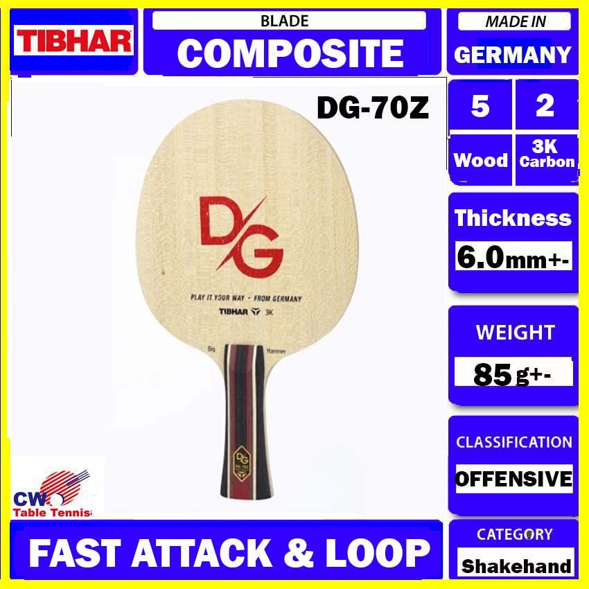 Tibhar DG-70Z Table Tennis Racket Ping Pong Blade 3K CARBON Bat Ping ...