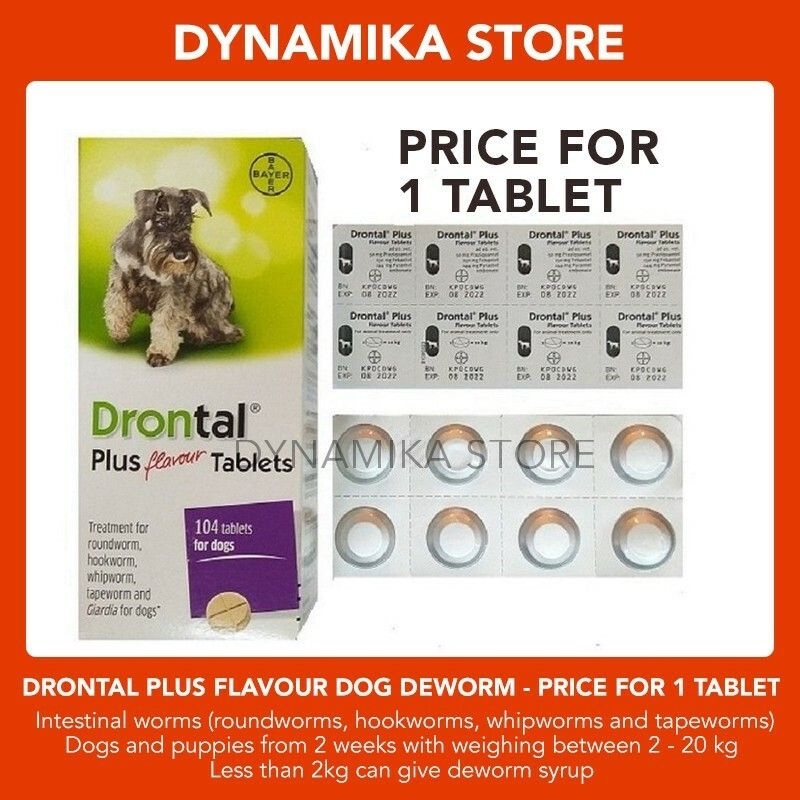Drontal Plus Flavor Dog deworm Worm Medicine For Dogs Puppy 1tablet