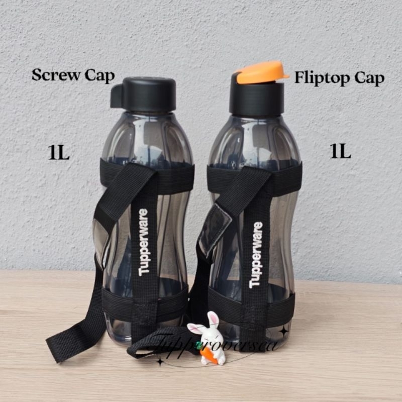 Tupperware Eco Bottle 1L Black ( Fliptop Cap / Screw Cap) | Shopee ...