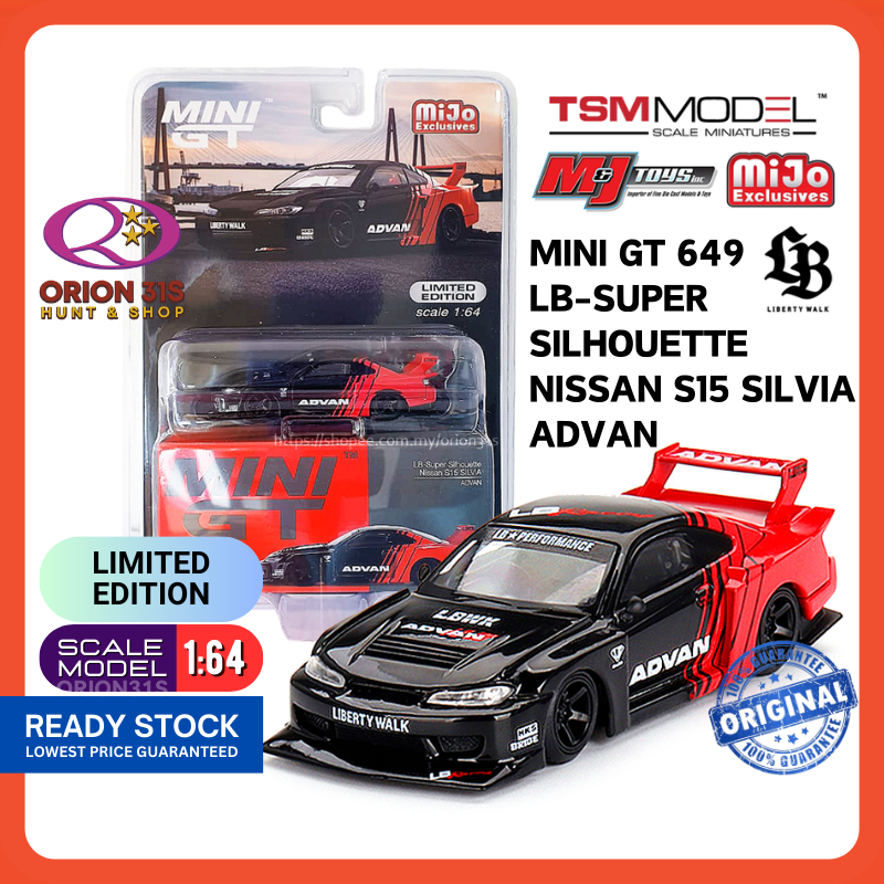 Miniature Nissan Silvia S15 LB-Super Silhouette - Échelle 1:64 Par Mini GT - Modèle Die-cast Noir Advan #649 (2024)