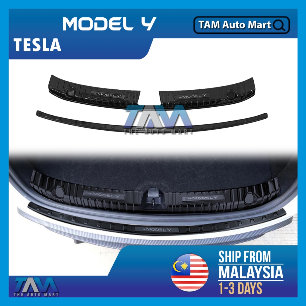 Tesla Model Y 20202024 Rear Bumper Protector IN OUT Titanium Black