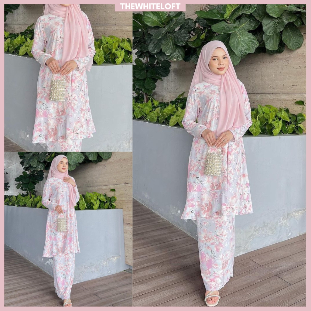 Jelita Kurung Haurabelle Baju Raya Floral Ironless Baju Kurung Ruffle ...