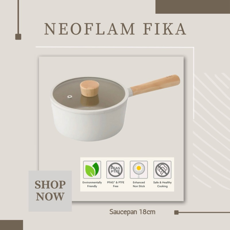 NEOFLAM Fika Saucepan 18cm NonStick Xtrema Ceramic Coating Silicone
