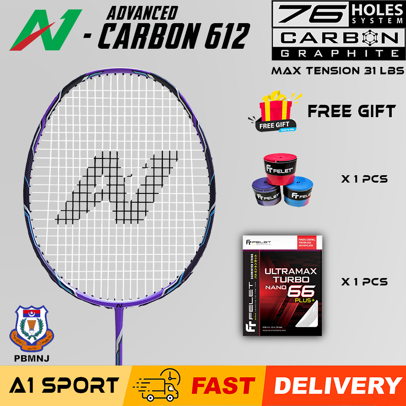 A1 Advanced Carbon 612 Badminton Racket 4U Kepala Berat Racket untuk ...