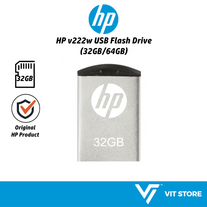 USB 2.0 Flash Drive hp v222w (32GB/64GB) Shiny Metal USB 2.0 Pendrive ...
