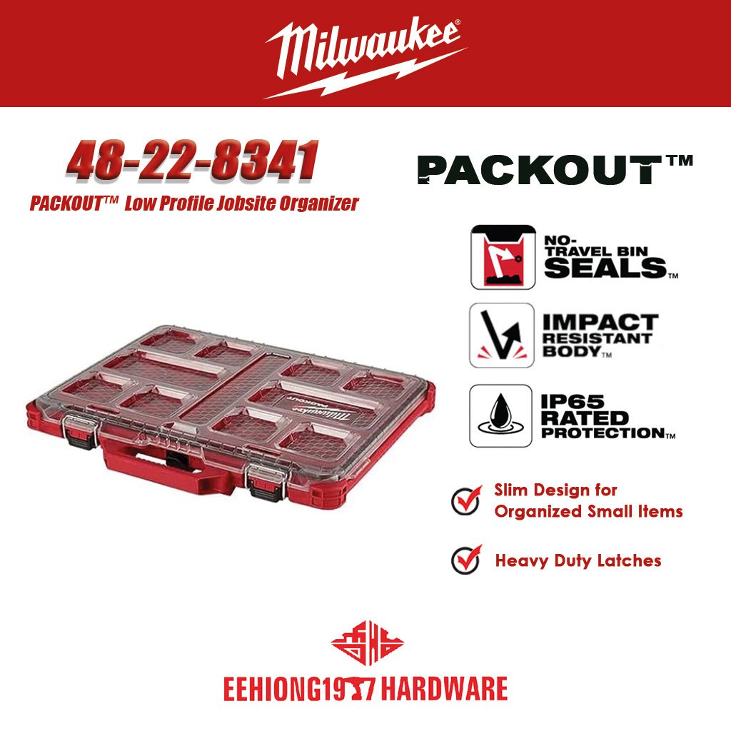 MILWAUKEE 48-22-8431 PACKOUT Low Profile Jobsite Organizer Heavy Duty ...