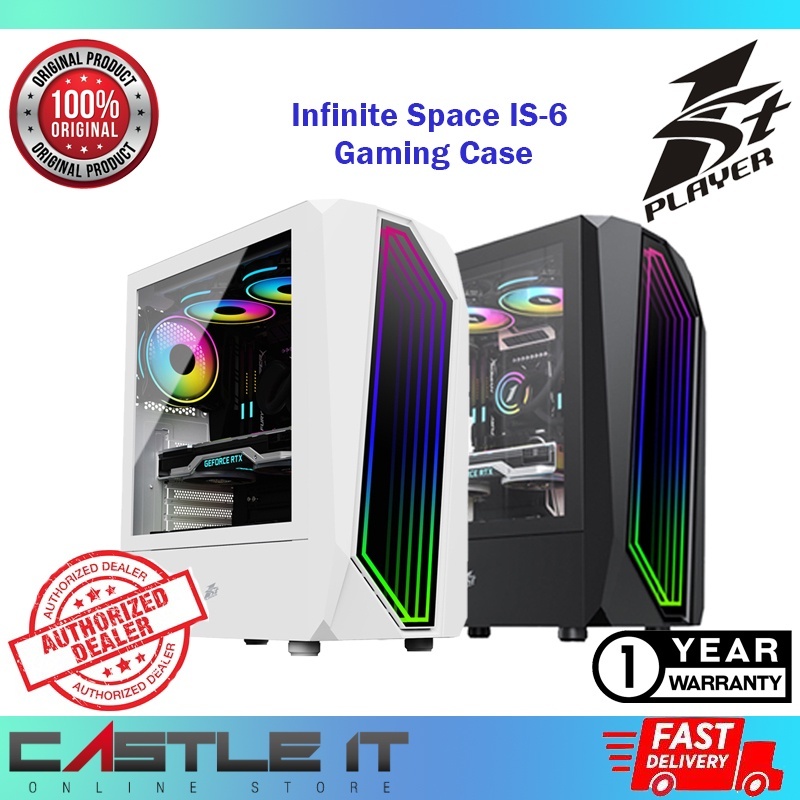 1st Player Infinite Space IS6 / IS-6 BLACK WHITE Gaming Case Chassis ...