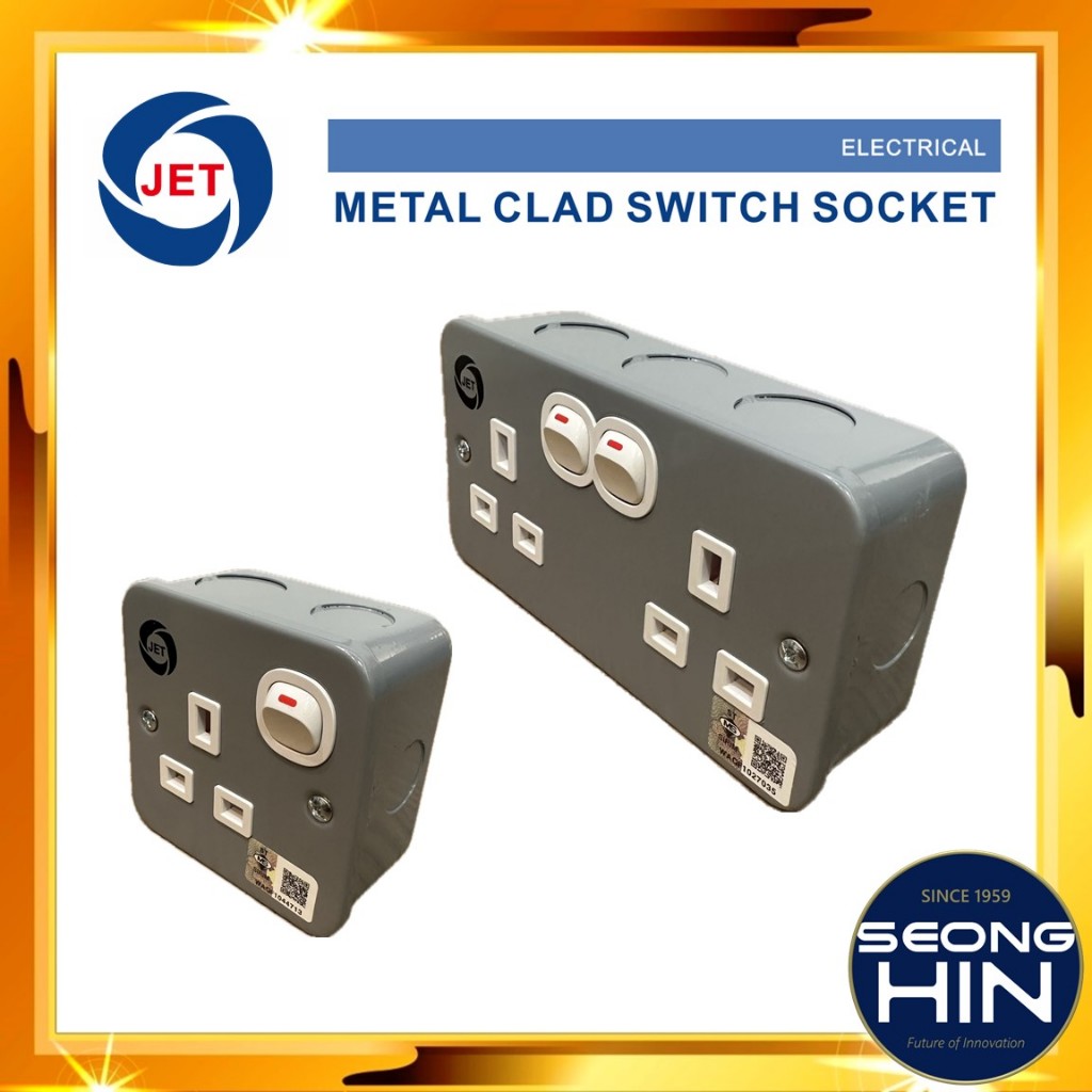 JET 13A Surface Switch Socket Metal Clad 13A Industrial Socket Plug ...