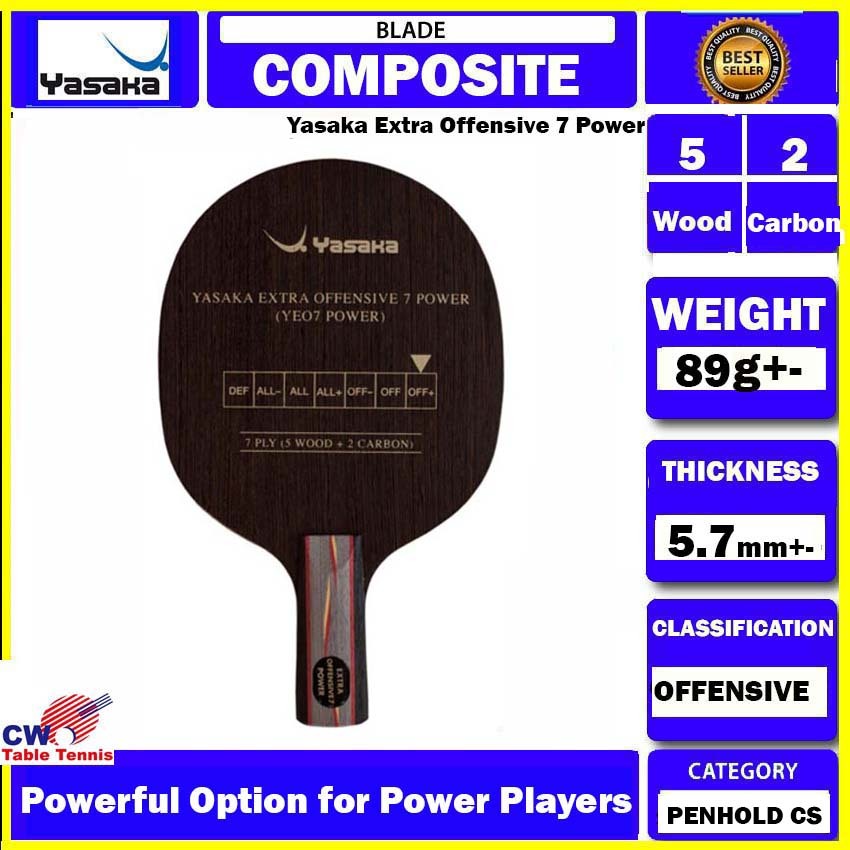 Yasaka Extra Offensive 7 Power Table Tennis Blade PingPong kayu Ping ...