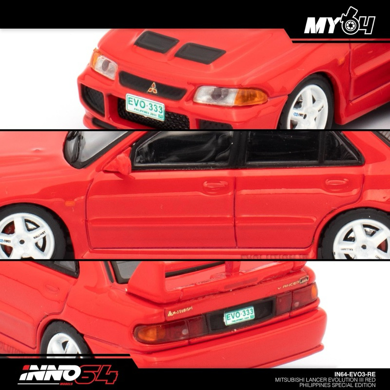 INNO64 MITSUBISHI LANCER EVOLUTION III RED PHILIPPINES SPECIAL EDITION ...