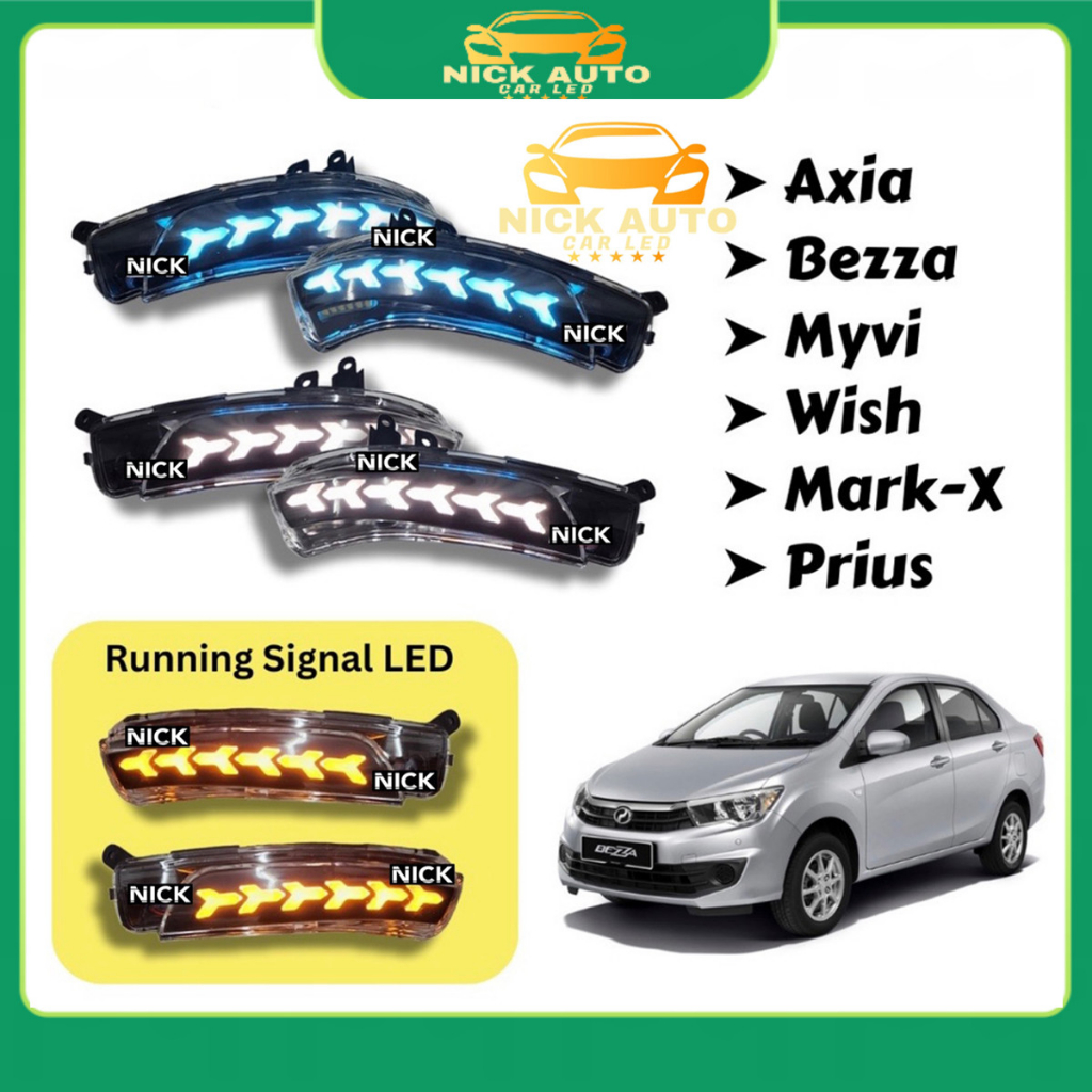 Perodua Myvi Axia Bezza Toyota Wish Prius MarkX DRL LED Side Mirror