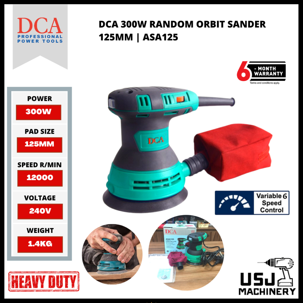 DCA 125mm 300W Random Orbit Sander Random Orbit Sander ASA125 6 Months ...
