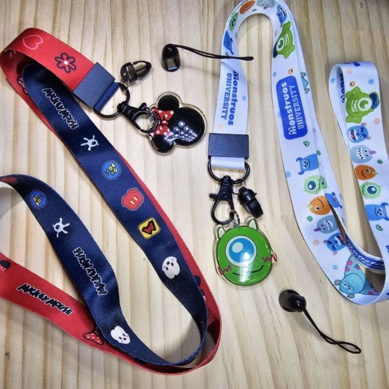 Mickey Minnie Mouse Monster inc Lanyards Tanda Kad Nama Tali Leher Name
