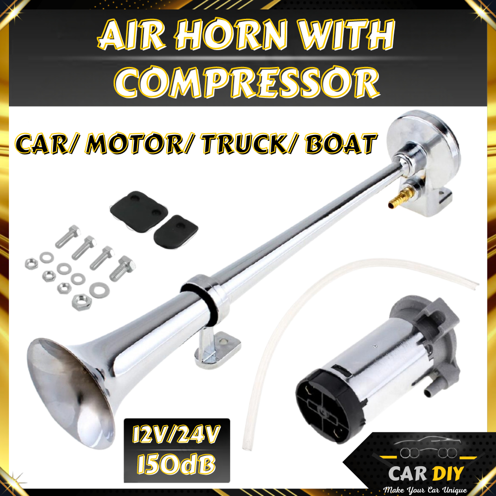 CAR DIY 12/24V Car Air Horn Single Trumpet Compressor 150dB Super Load