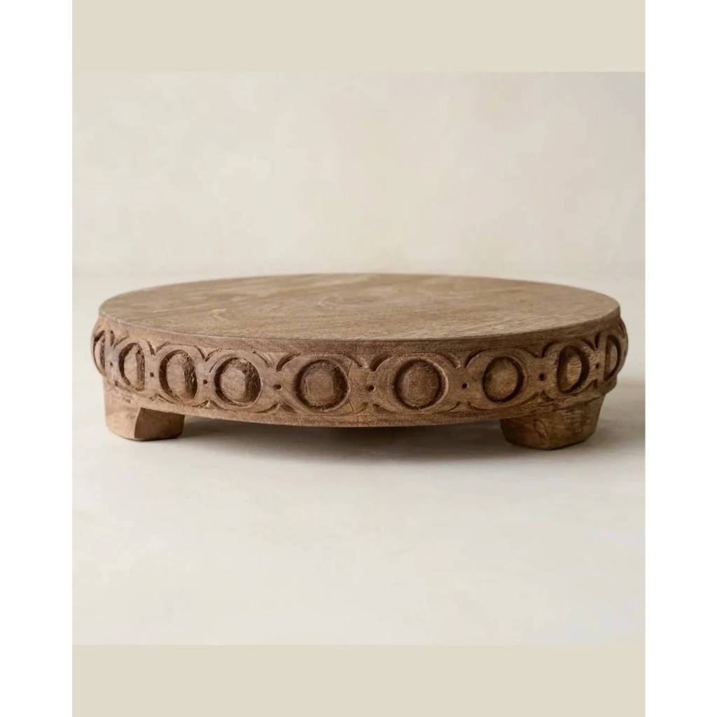 Magnolia Antiqued Carved Wood Round Riser | Shopee Philippines