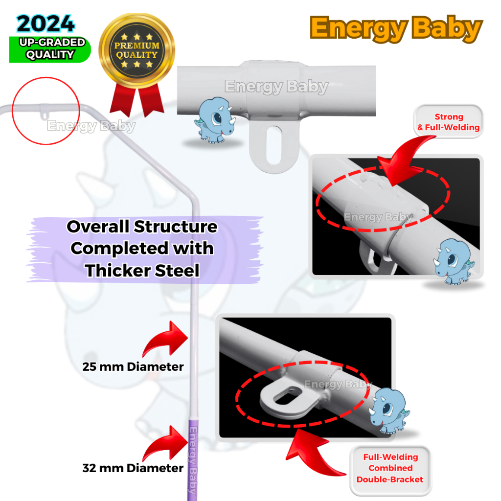 ENERGY BABY Cradle Stand Set Rangka Buaian Baby Soft Net Besi Buai Baby ...