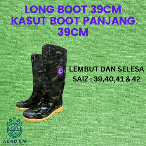 Kasut Boot Panjang 38cm Long Boot Farming Garden Kebun Kasut Boot ...