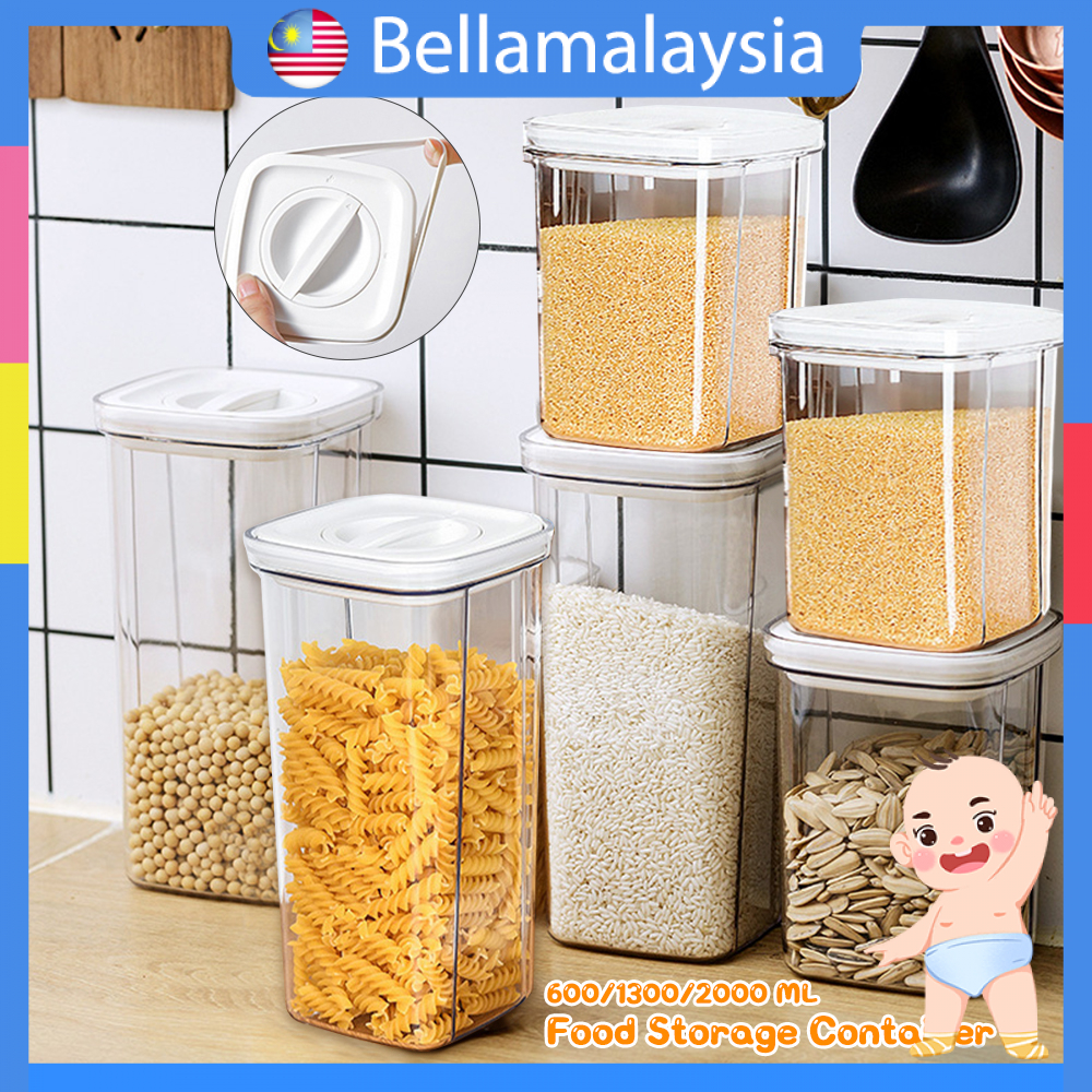Bella Food Storage Container Stackable Airtight Twist Lock Transparent ...