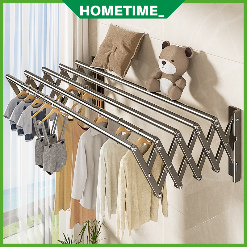 Retractable Clothes Hanger Ampaian Baju Wall Mounted Stainless Steel ...