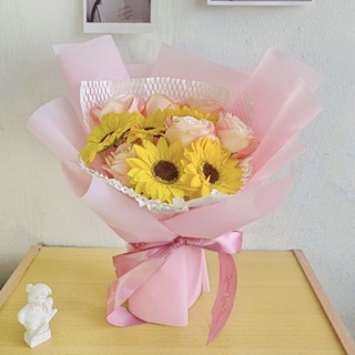 11 Stalk Sunflower + Rose Soap Flower Bouquet Graduation Bouquet 