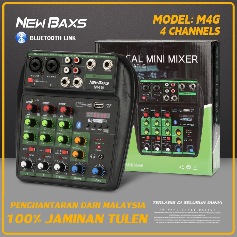 New Baxs M4G AUIDO Mixing Console DJ 4 Channels Support Bluetooth/MP3