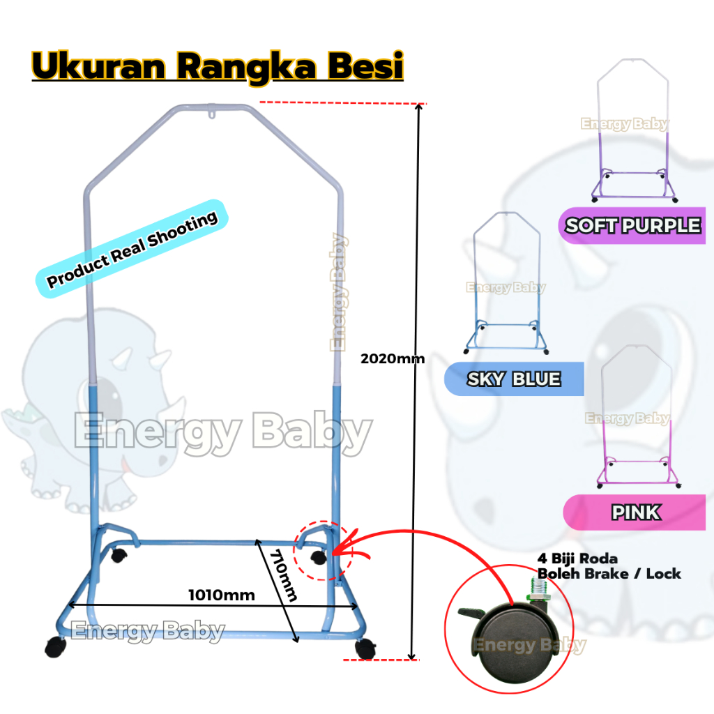 ENERGY BABY Cradle Stand Set Rangka Buaian Baby Soft Net Besi Buai Baby ...
