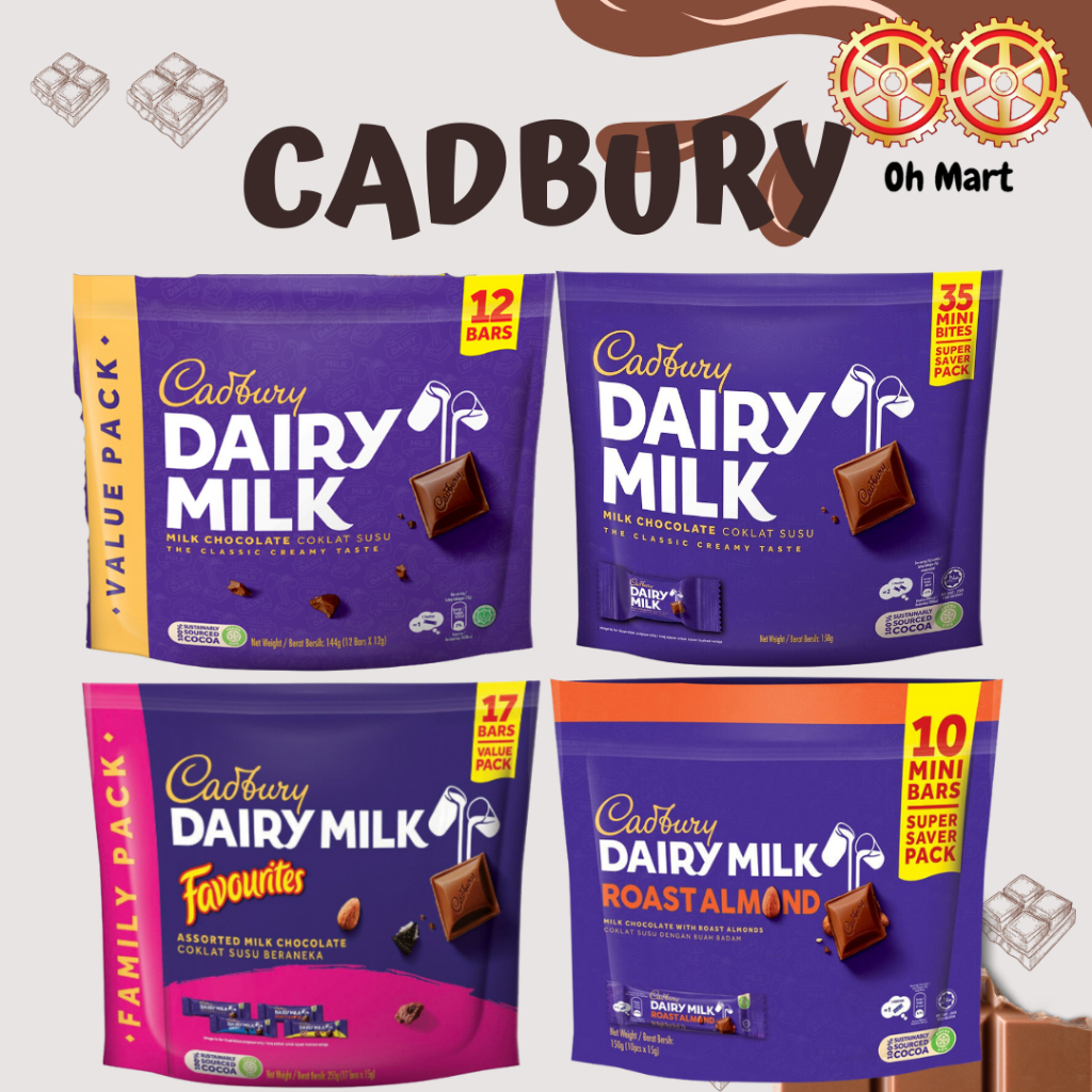 Cadbury Dairy Milk Mini Bars Assorted Flavours (15g x 12/35 mini bars ...