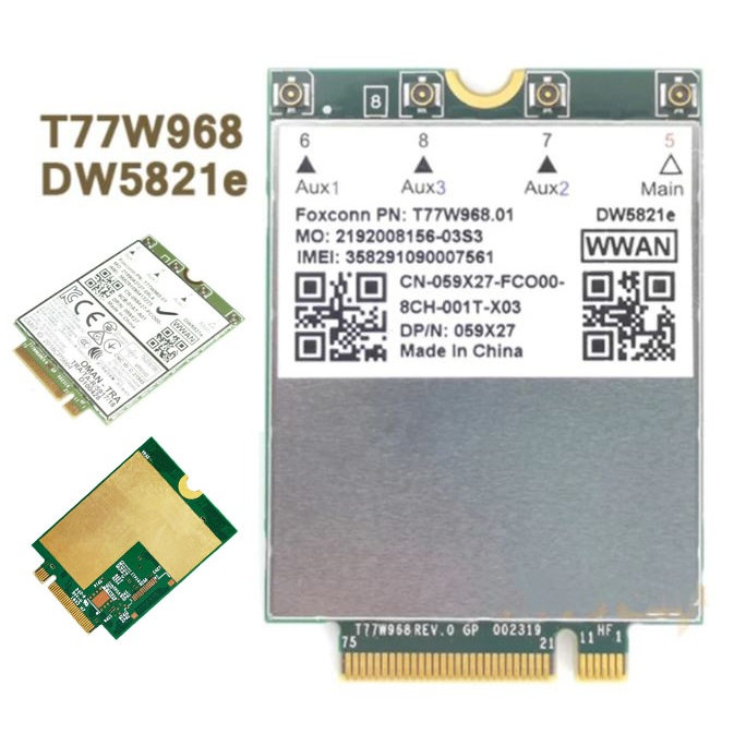 Dell DW5821e Snapdragon GNSS 4G LTE WWAN NGFF Cellular Modem Card