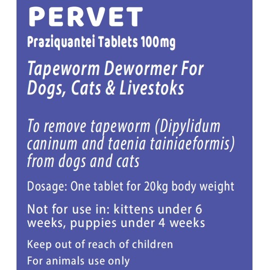 Praziquantel Dog & Cat Ubat Cacing Tapeworm Dewormer , 1 Tablet utk