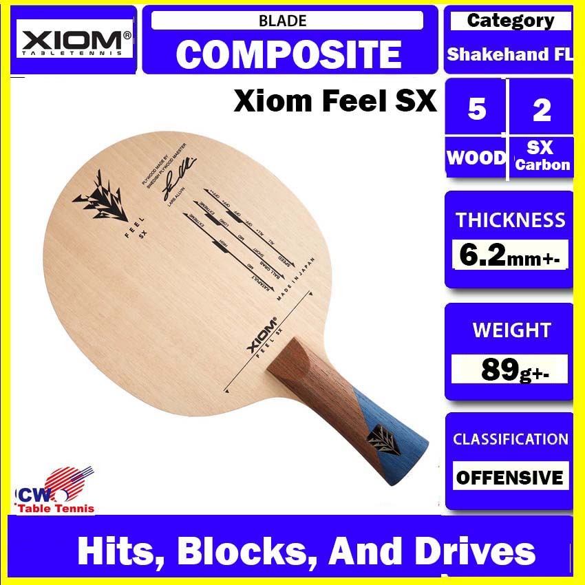 Xiom Feel SX COMPOSITE 5+2 PLY CARBON BLADE TABLE TENNIS BAT PADDLE ...