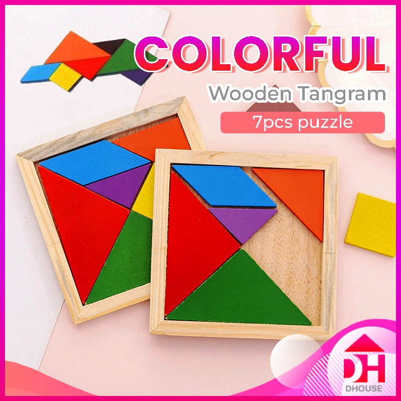Wooden Tangram Puzzle Shape Blocks Jigsaw Games Kids Children Early ...