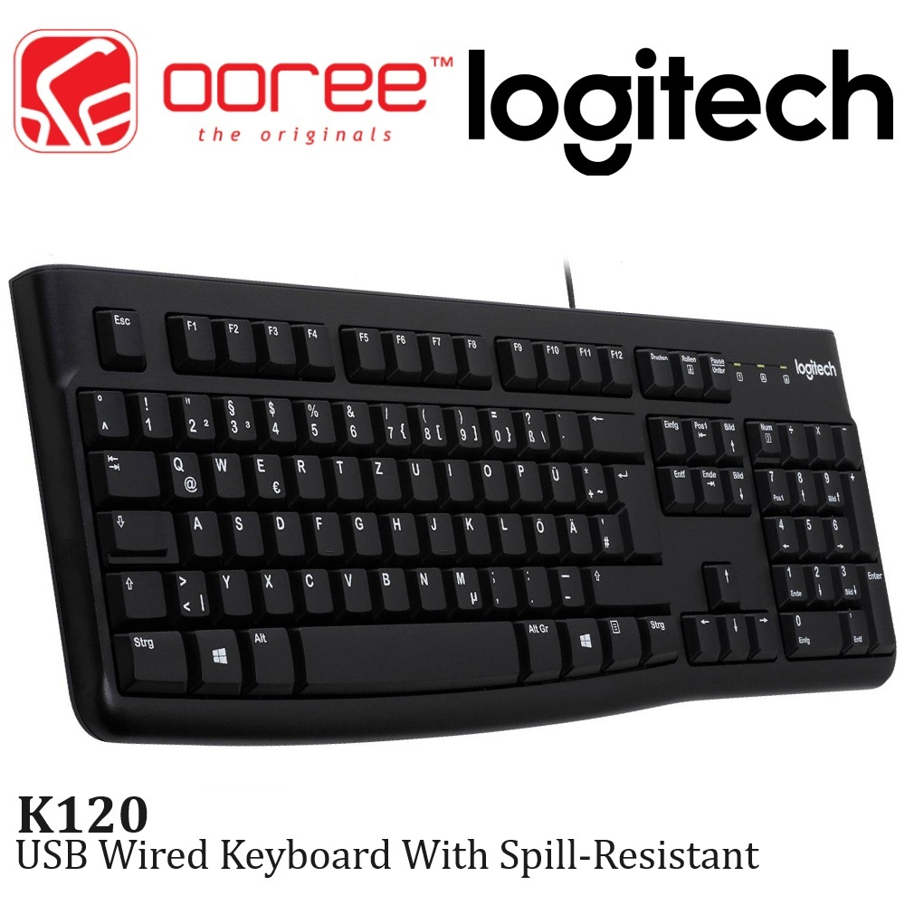 LOGITECH K120 USB WIRED KEYBOARD WITH SPILL RESISTANT / QUIET TYPING ...