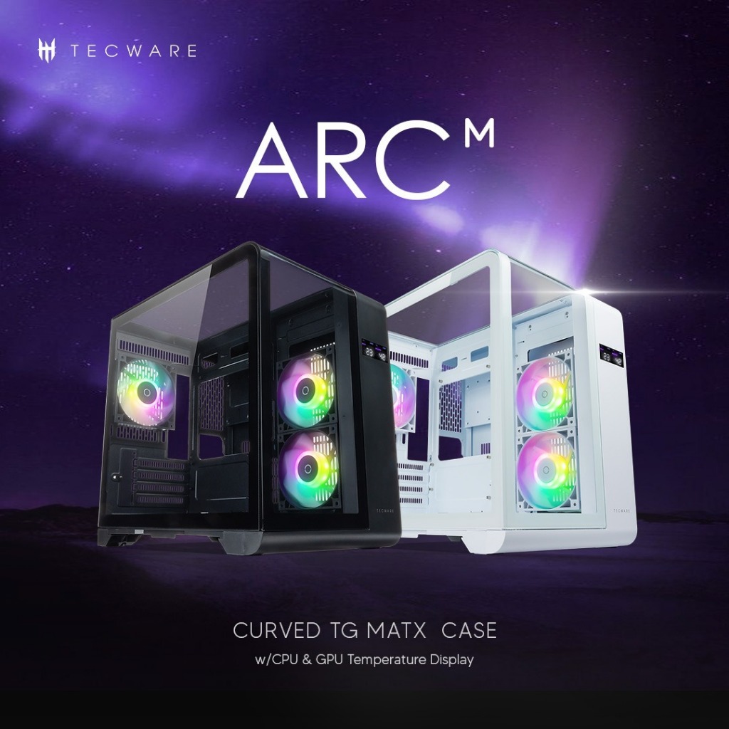 TECWARE ARC M ARGB Curved Tempered Glass mATX Casing with CPU & GPU ...