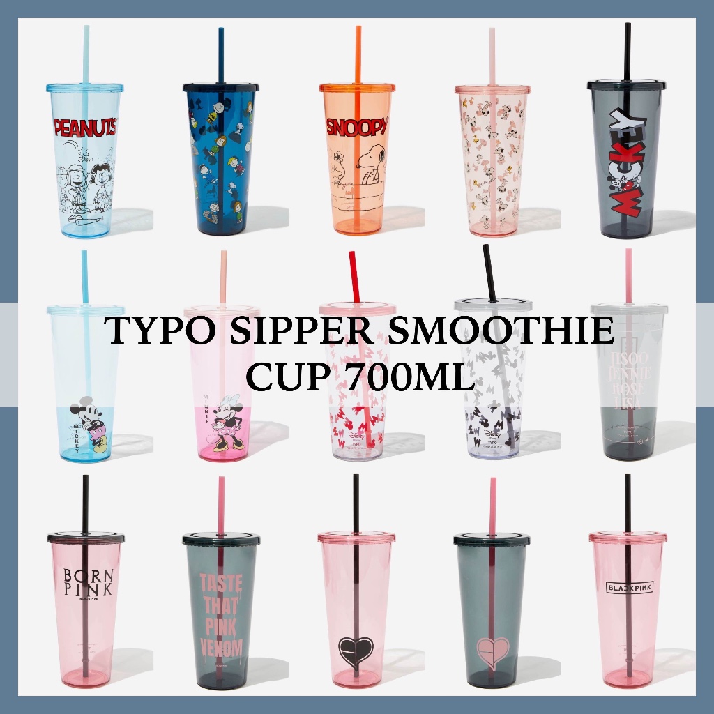 TYPO Tumbler / Blackpink Sipper Smoothie Cup 700ml / 26x10cm | Shopee ...