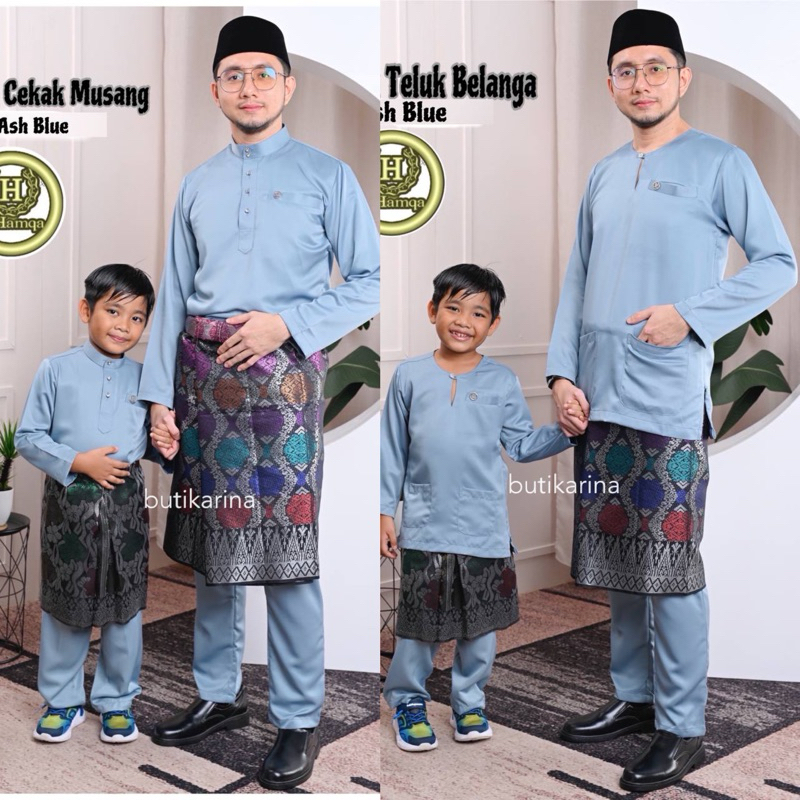 Baju MELAYU Color ASH BLUE BLUE SMOKE TELUK BELANGA/CEKAK MUSANG Adult ...