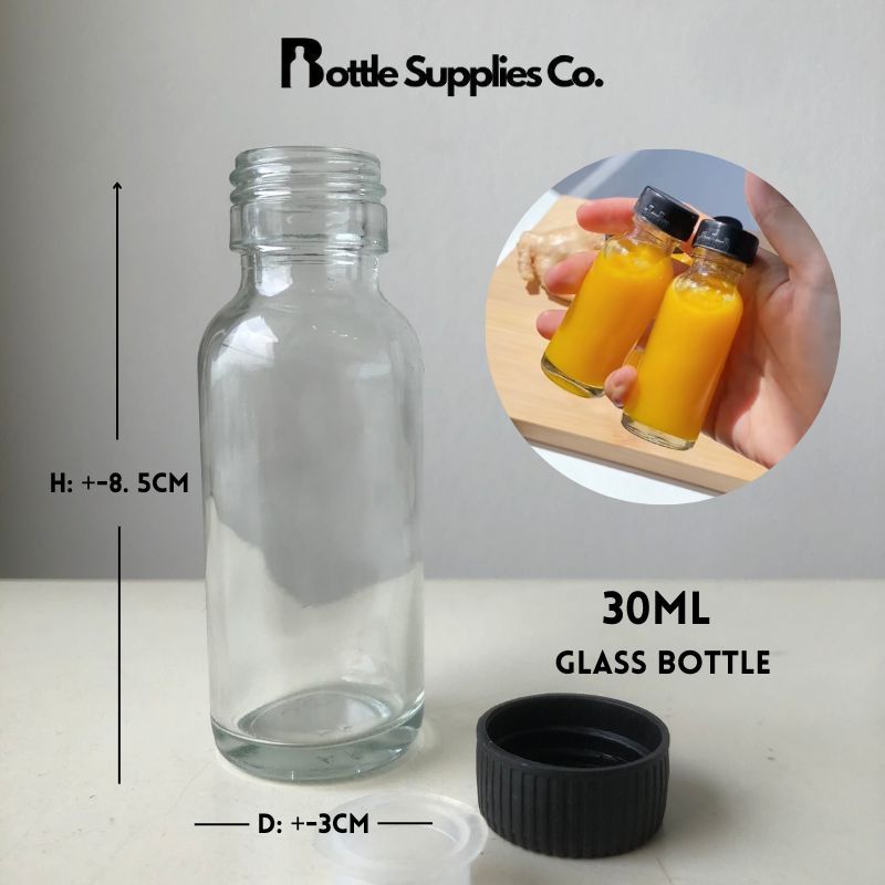 30ml Wellness Booster Storage Bottle/ Botol Kaca Viral 30ml/ Clear ...