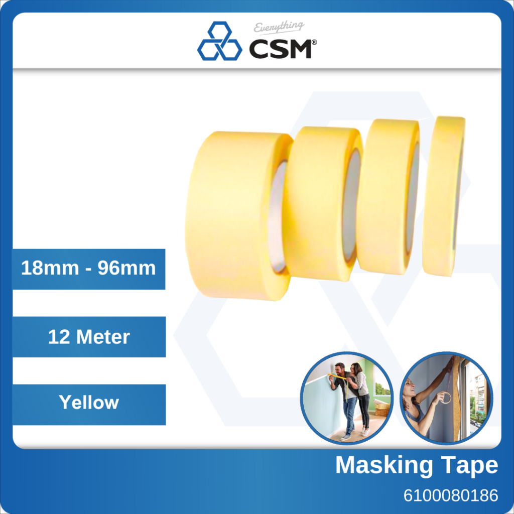CSM MASKING TAPE 18MM / 24MM / 36MM / 48MM/ 72MM / 96MM PAPER TAPE ...