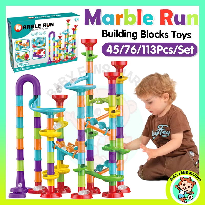 76/113Pcs Marbles Run Construction Building Blocks Toy Set DIY Maze ...