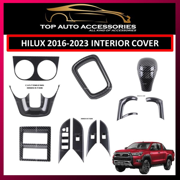 HILUX REVO, ROCCO INTERIOR COVER CARBON FIBER GARNISH, STEERING, GEAR, DOOR HANDLE, AIRCOND