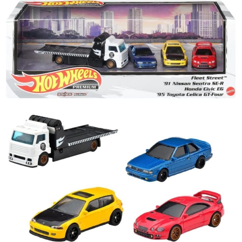 Hot Wheels Box Garage Set Fleet Street 91 Nissan Sentra SE R Honda